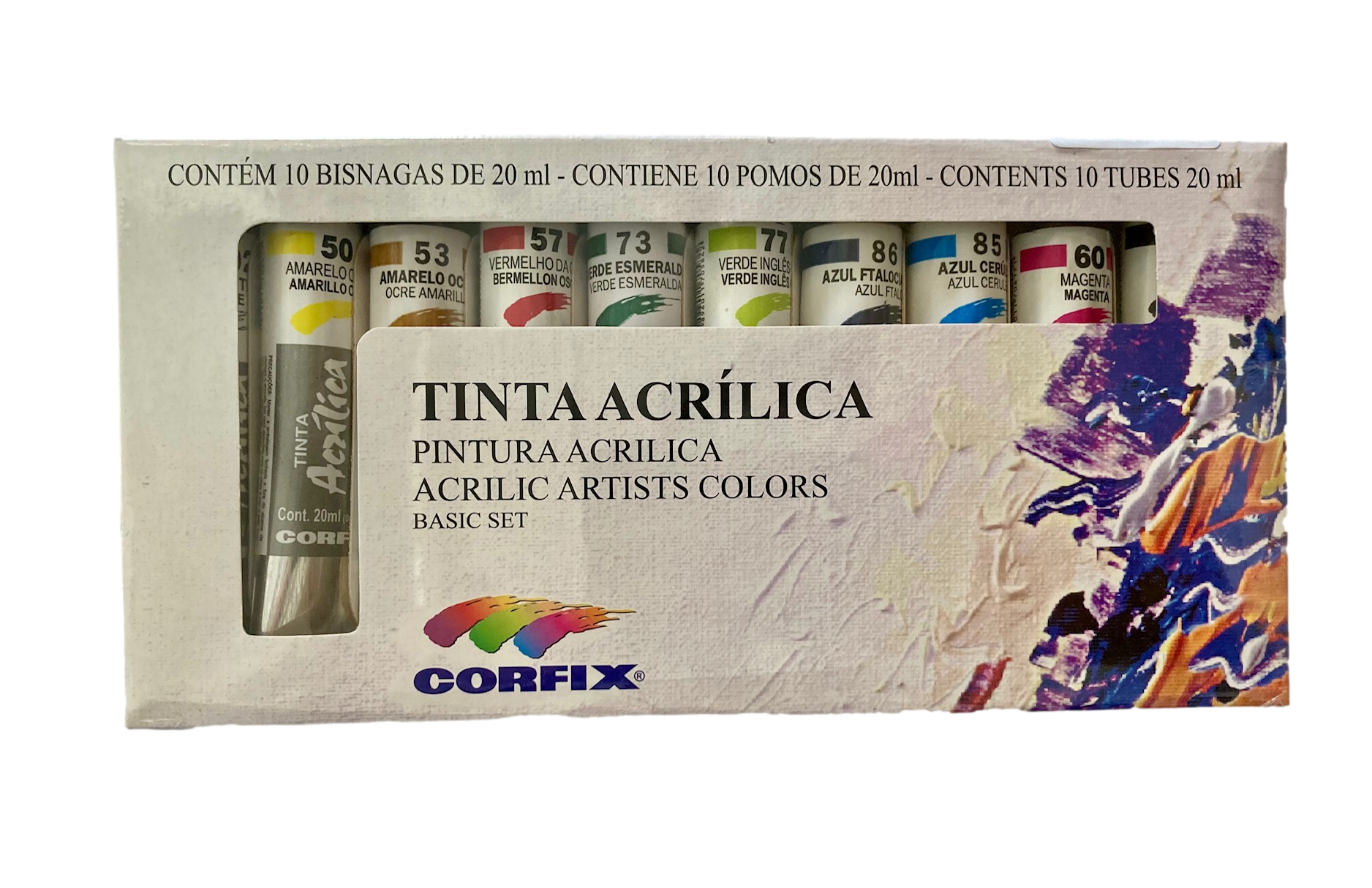 Estojo Tinta Acrílica com 10 Cores 20ML-Basic Set